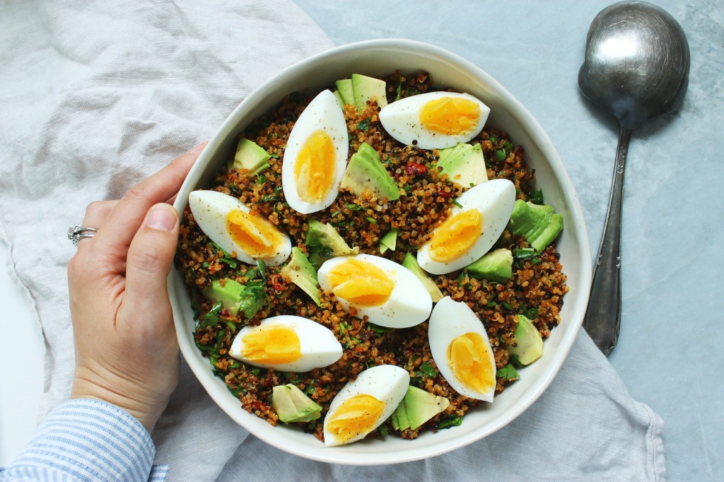 Crispy quinoa and egg salad